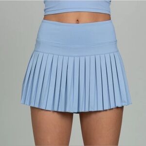 Gold Hinge Blue Pleated Skirt